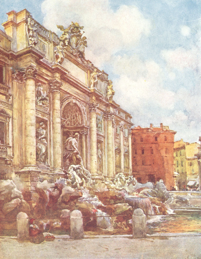 ROME. Fountain of Trevi 1905 old antique vintage print picture